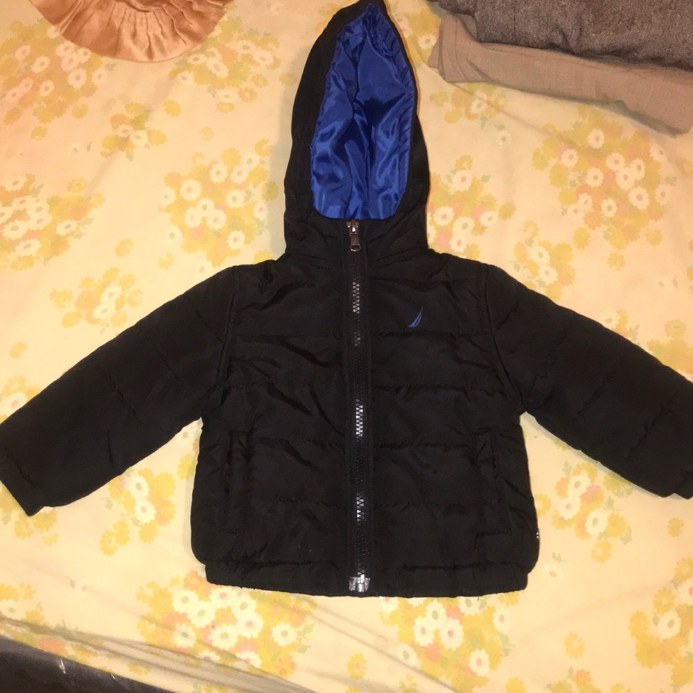 Baby boy black jacket blue inside !